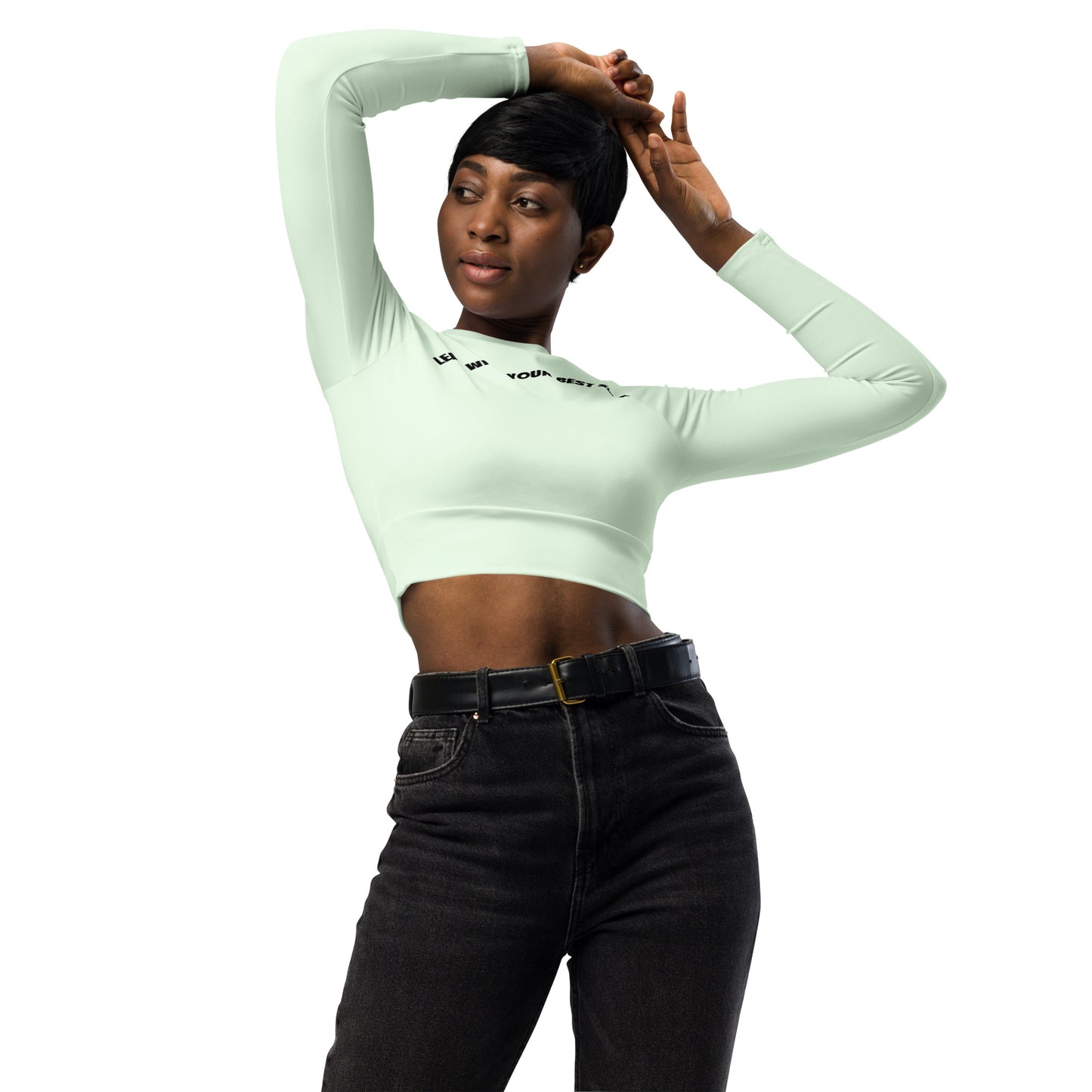 Dynamic Long-Sleeve Crop – Maintain sexy in a bulk fest season with SpotlYght Seeker's design-matched crop top.