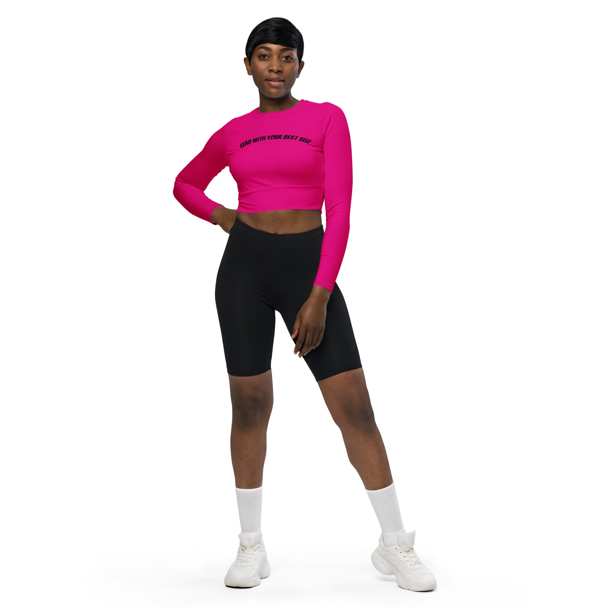 Dynamic Matching Long-Sleeve Crop – Maintain sexy in a bulk fest season with SpotlYght Seeker's design-matched crop top