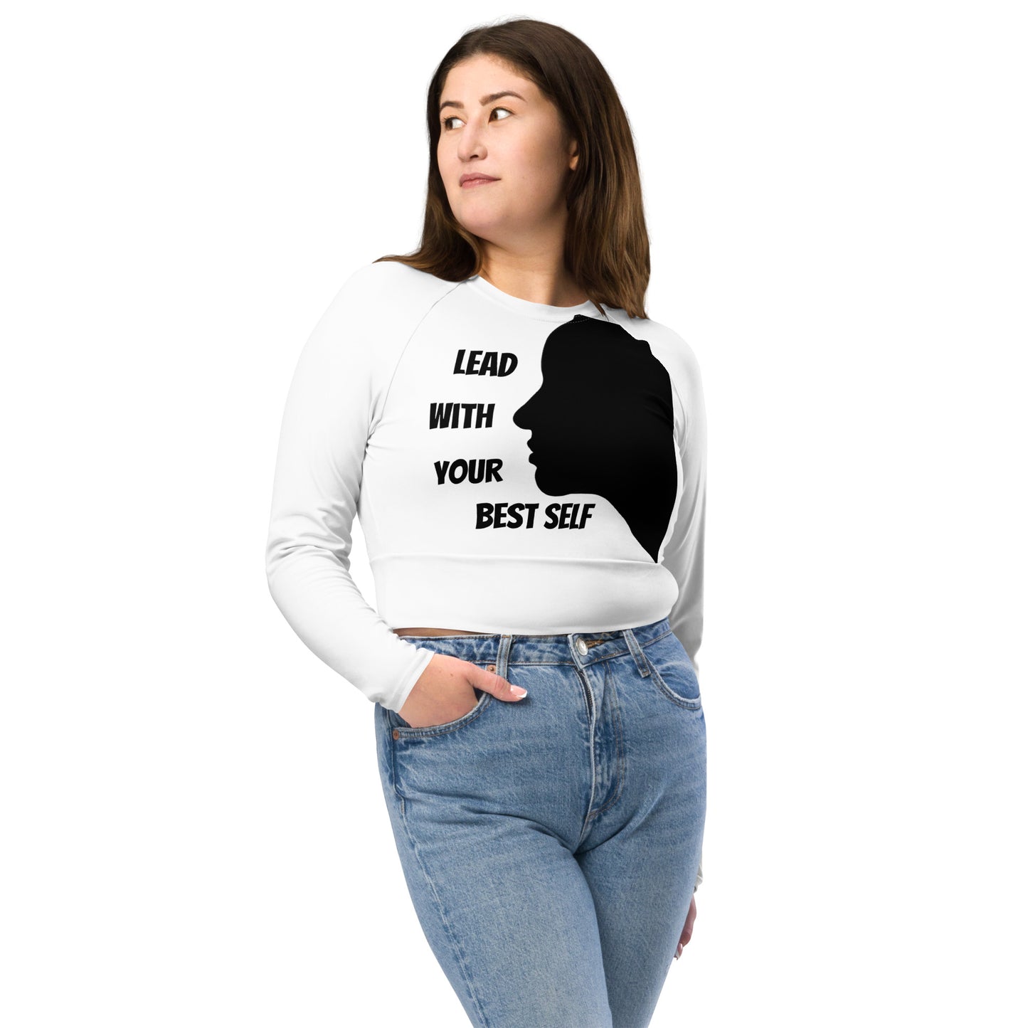LBS Long-Sleeve Crop Top - White  Face - Plus Size