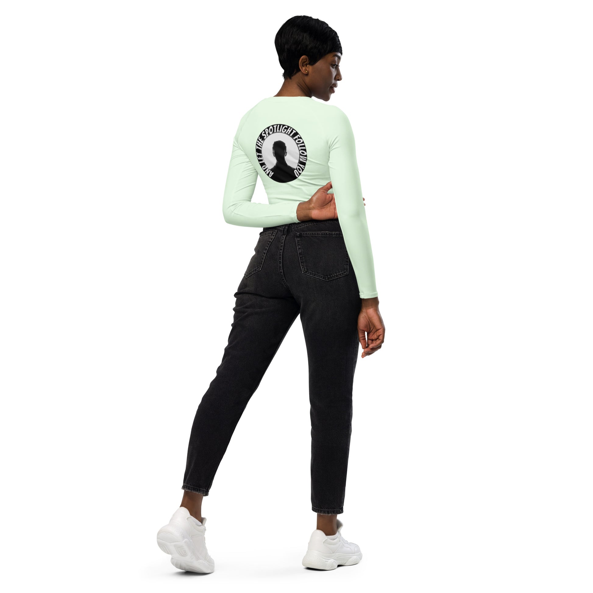 Dynamic Long-Sleeve Crop – Maintain sexy in a bulk fest season with SpotlYght Seeker's design-matched crop top.