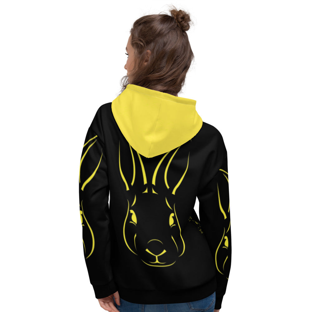 Bold Bunny Patterned Unisex Hoodie