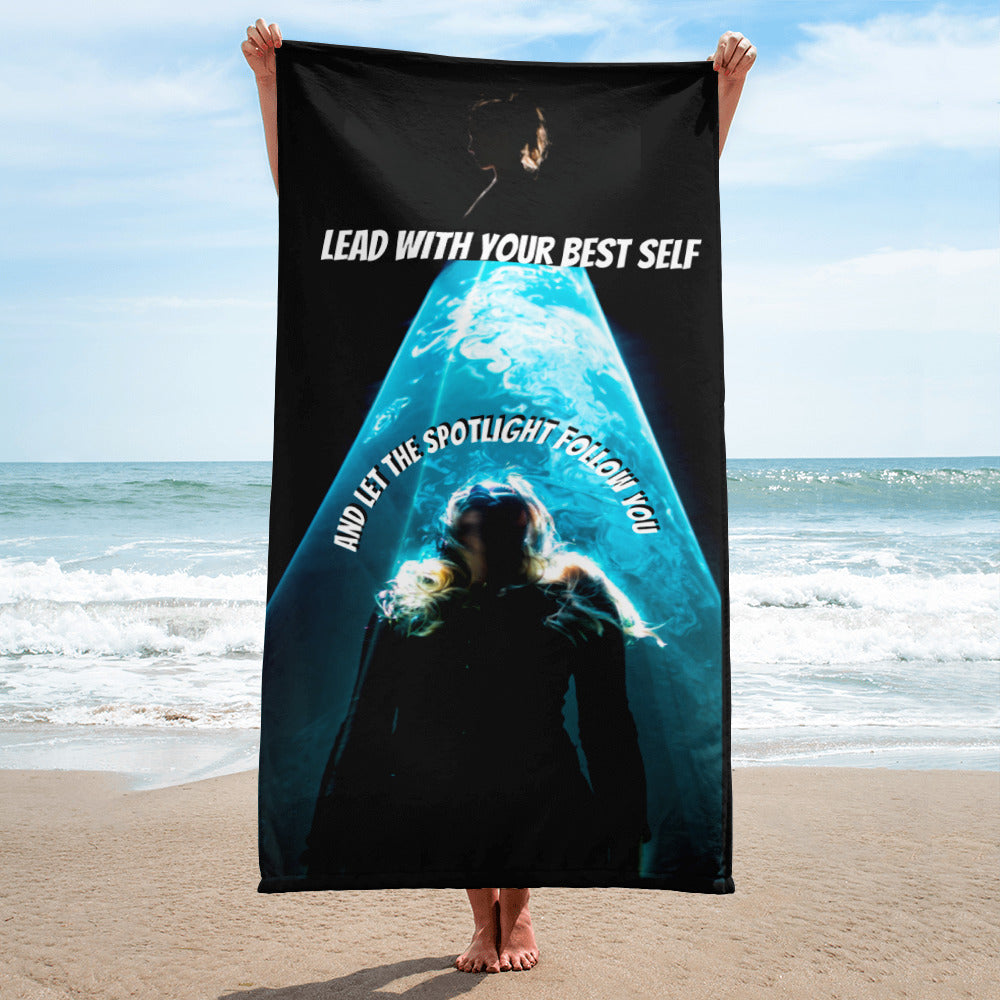 Artists, it’s not enough to want it; you have to be it.  Set your trajectory towards the spotlight in SpotlYght Seeker’s Aqua SpotlYght Beach Towel - Dress where you want to be SpotlYght Seeker.