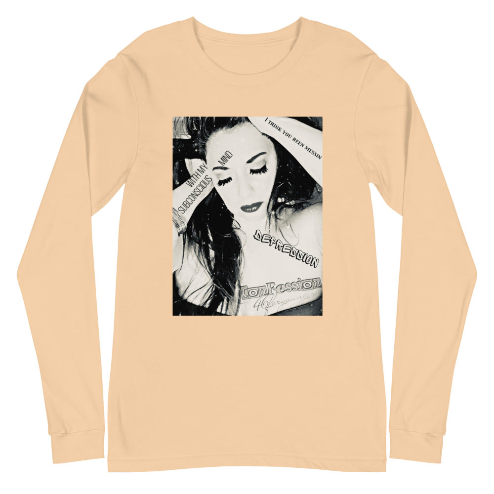 Depression's Confession Unisex Long Sleeve Tee - D1 B&W